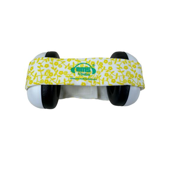 Em's 4 Bubs Yellow White Headband Adjustable Noise Reducing Protective Ear Muff - Picture 1 of 4